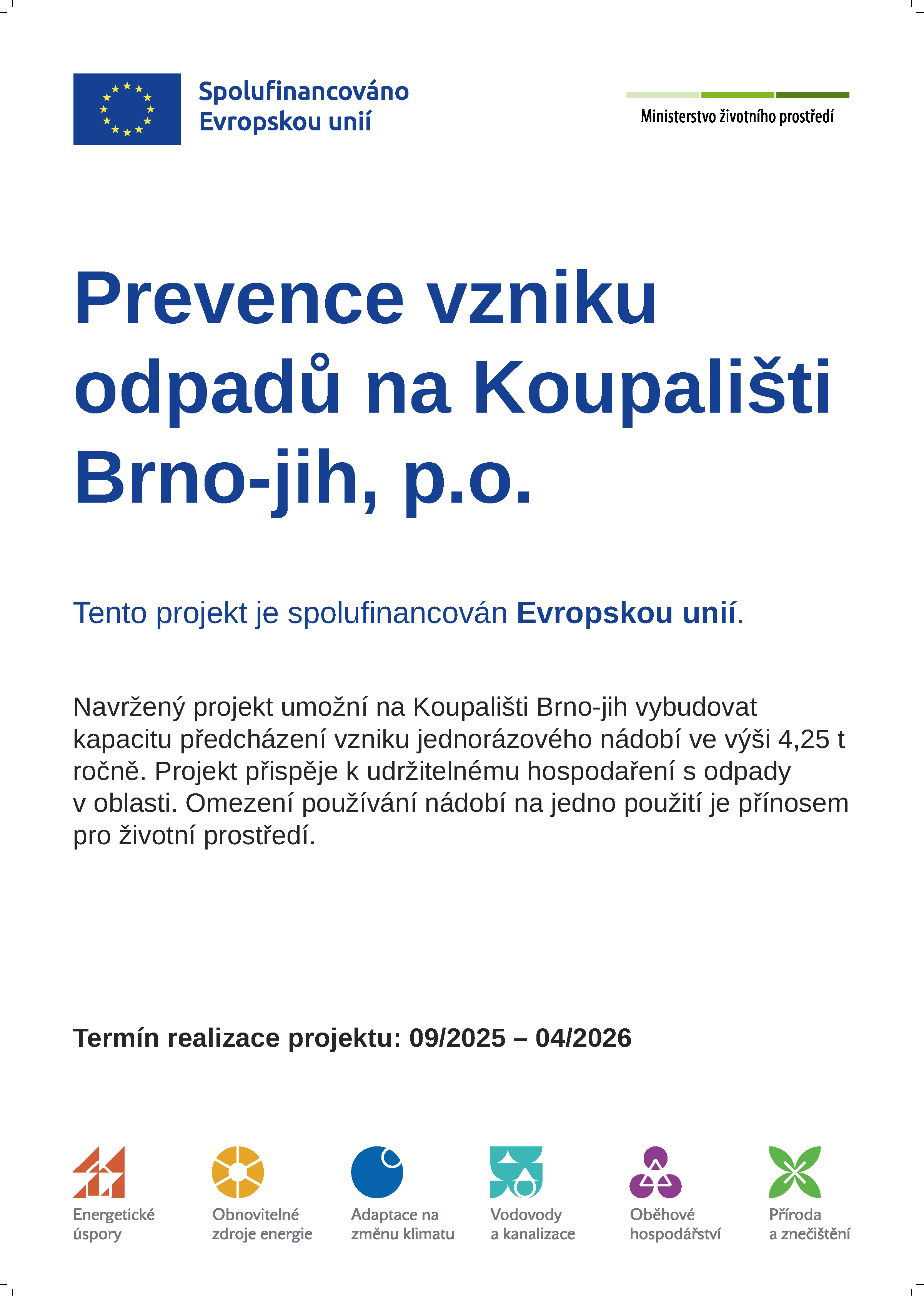 Prevence vzniku odpadů na Koupališti Brno-jih, p.o.